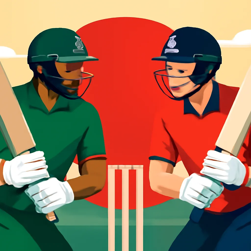 Bangladesh vs England Cricket closing illustration for Radio Dhaka